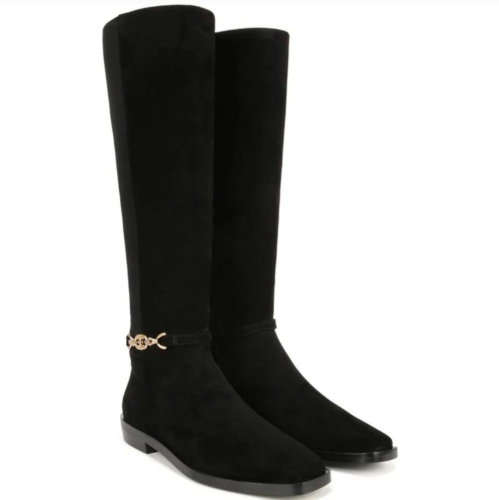 Sam Edelman Clive Black Suede Tall Boots Sz 7.5